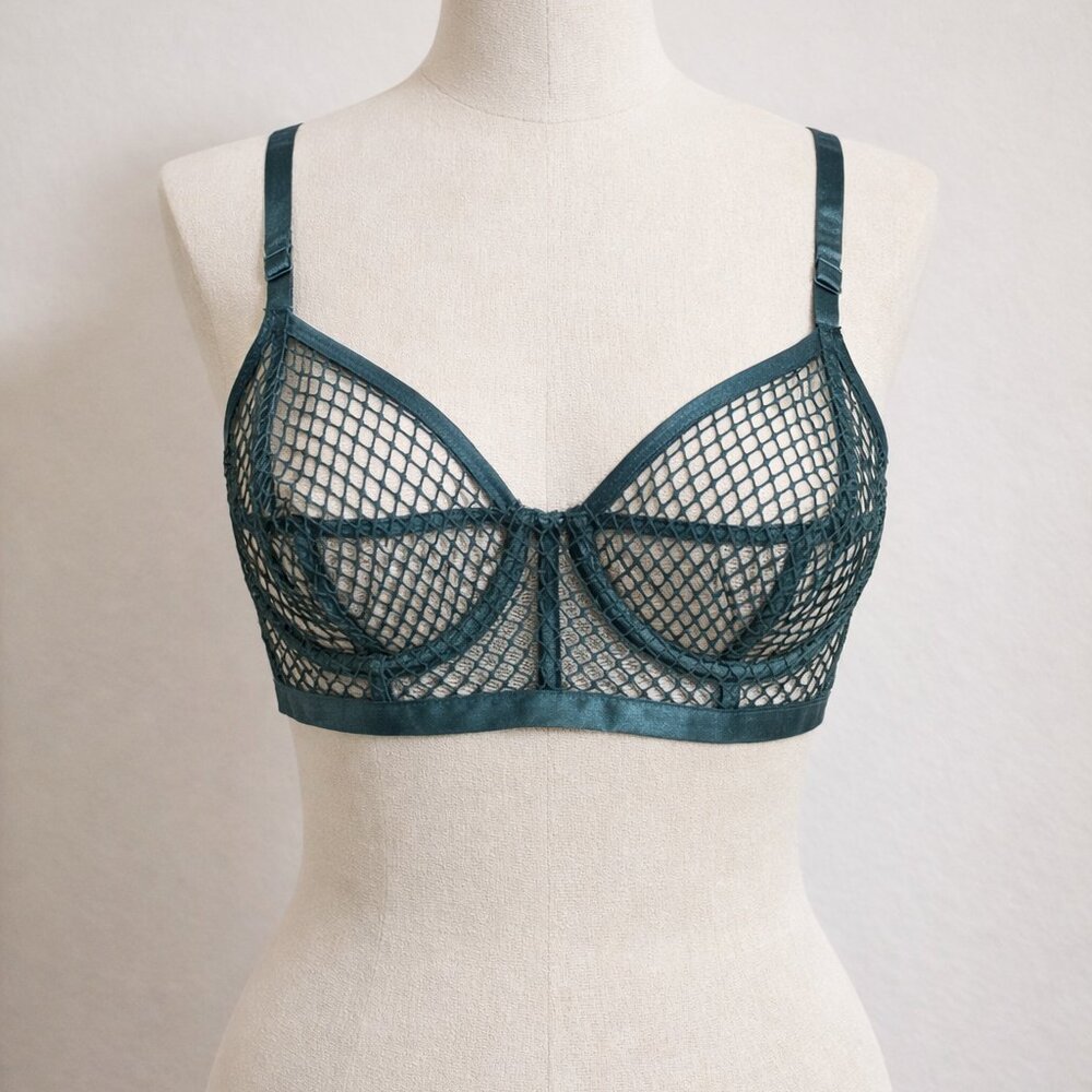 New AVIDLOVE Deep Teal Mesh Underwire Bra Bralette